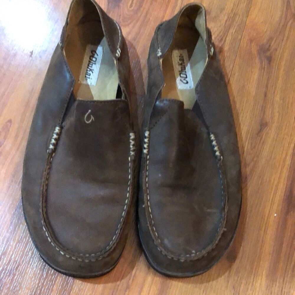 OluKai Moloka Brown leather rugged slip on shoes size 11